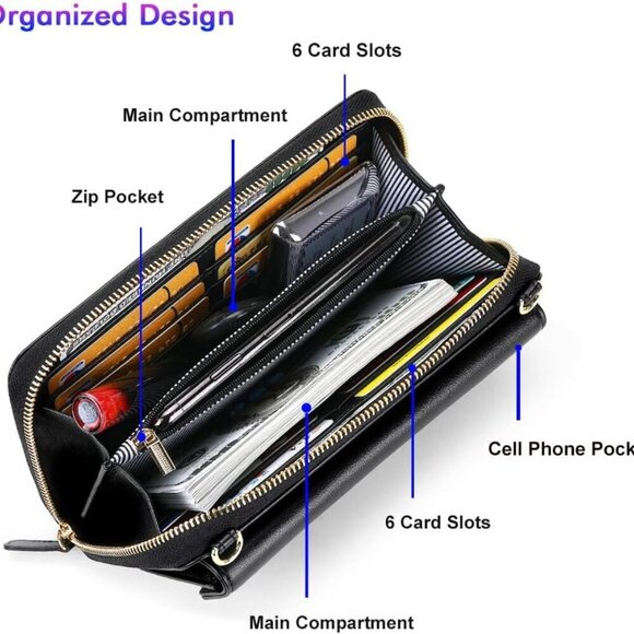 Crossbody Bags, Wristlet Wallets, Small Clutch Purses - Cell Phone & RFID Wallet - Picture 4 of 8